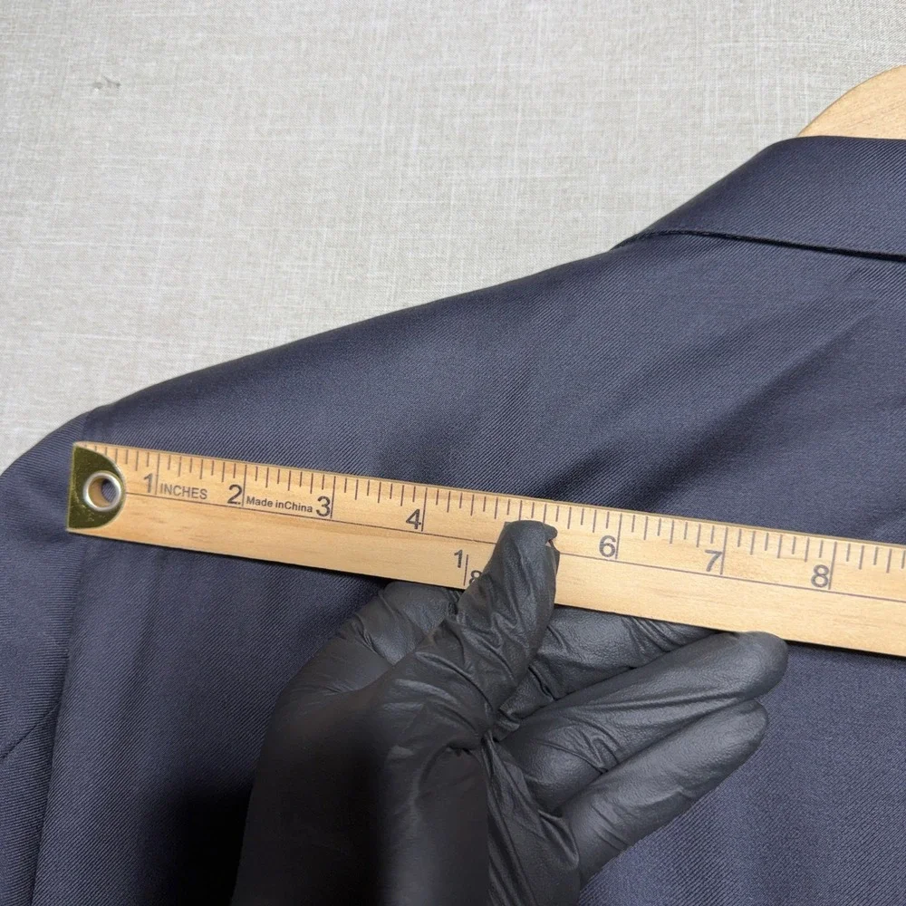 Canali Suit Men 44 - 37x33 Navy Blue Solid LS 2-Button Wool Italian Luxury